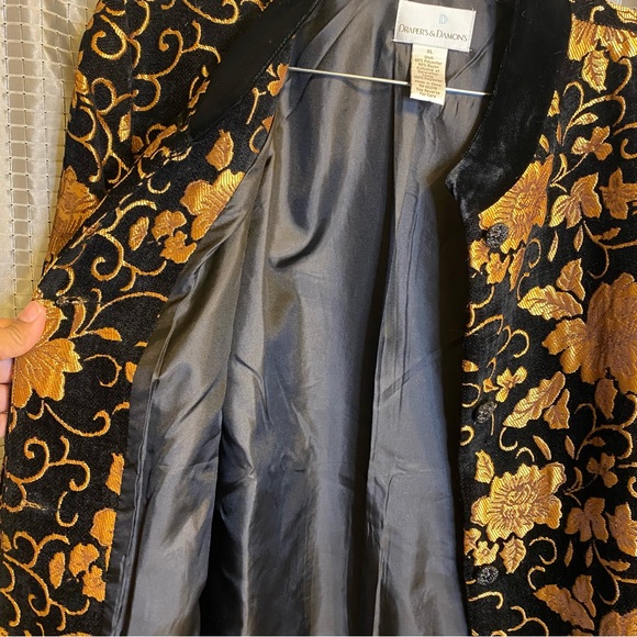 Drapers & Damon’s Vintage Floral Embellished Blazer Jacket Gold/Black Size XL - Picture 6 of 9